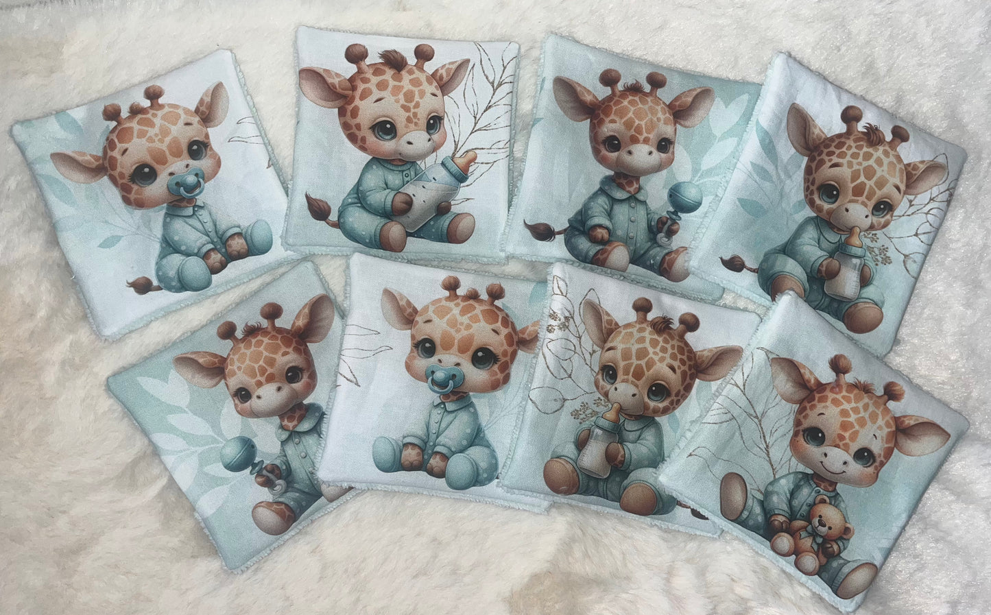 8 lingettes lavables girafe