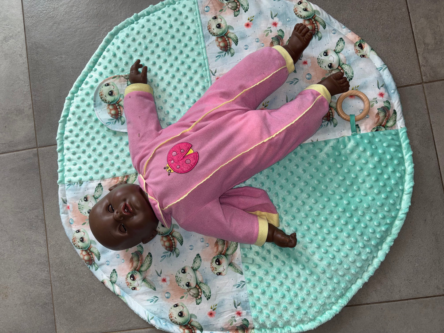 Tapis éveil bébé tortue turquoise