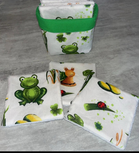 Corbeille / 6 lingettes grenouille