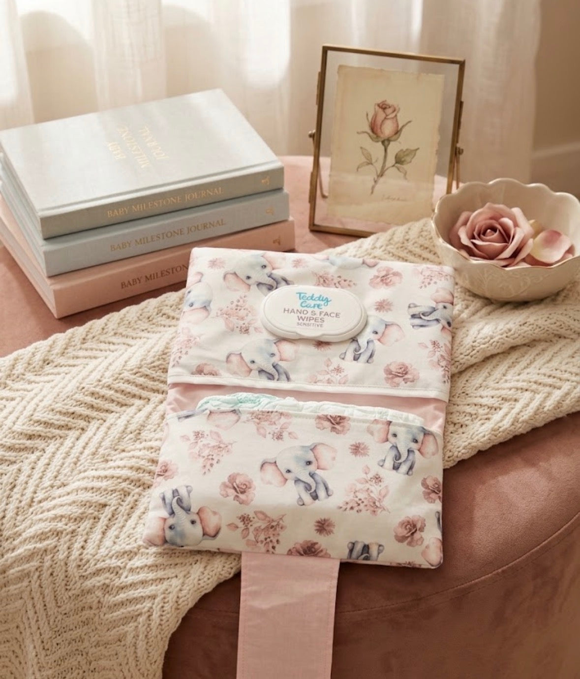 Pochette lingettes couches éléphant