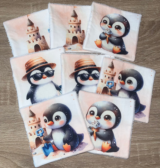 Lingettes lavables pingouins