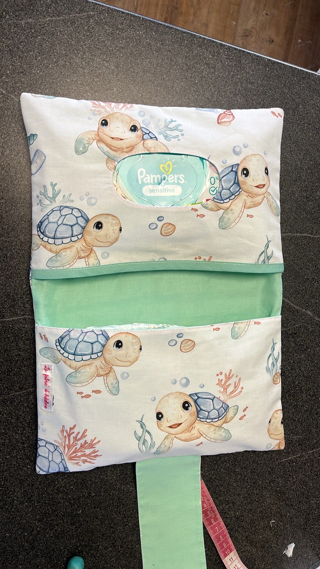 Pochette lingette couches tortue