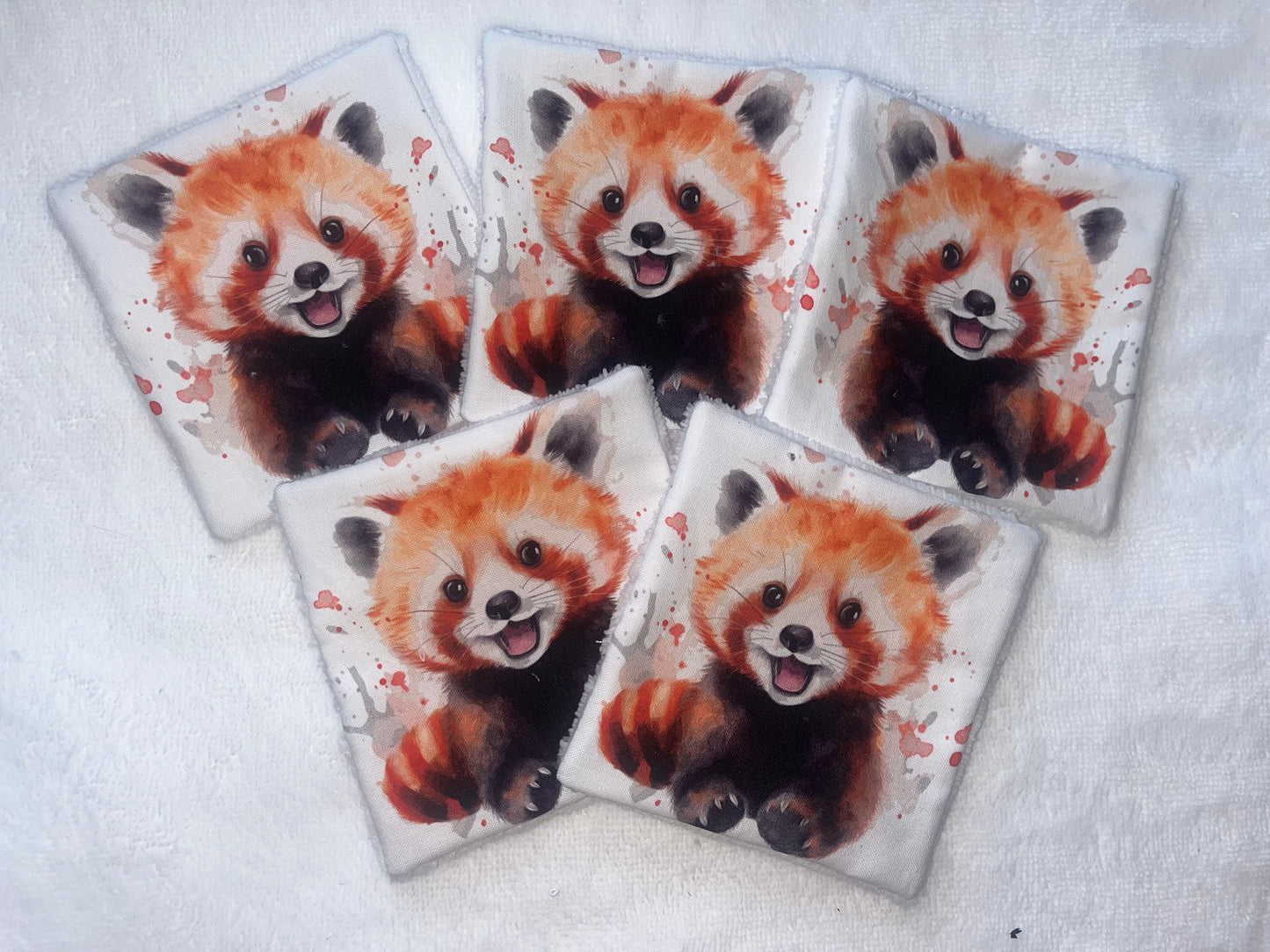 5lingettes lavables  pandas roux