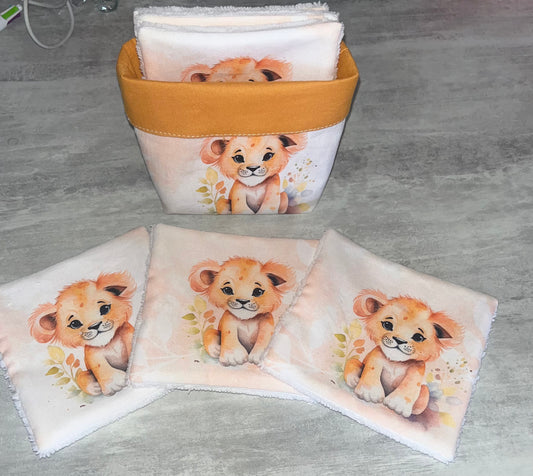 Corbeille /6 lingettes lionceau