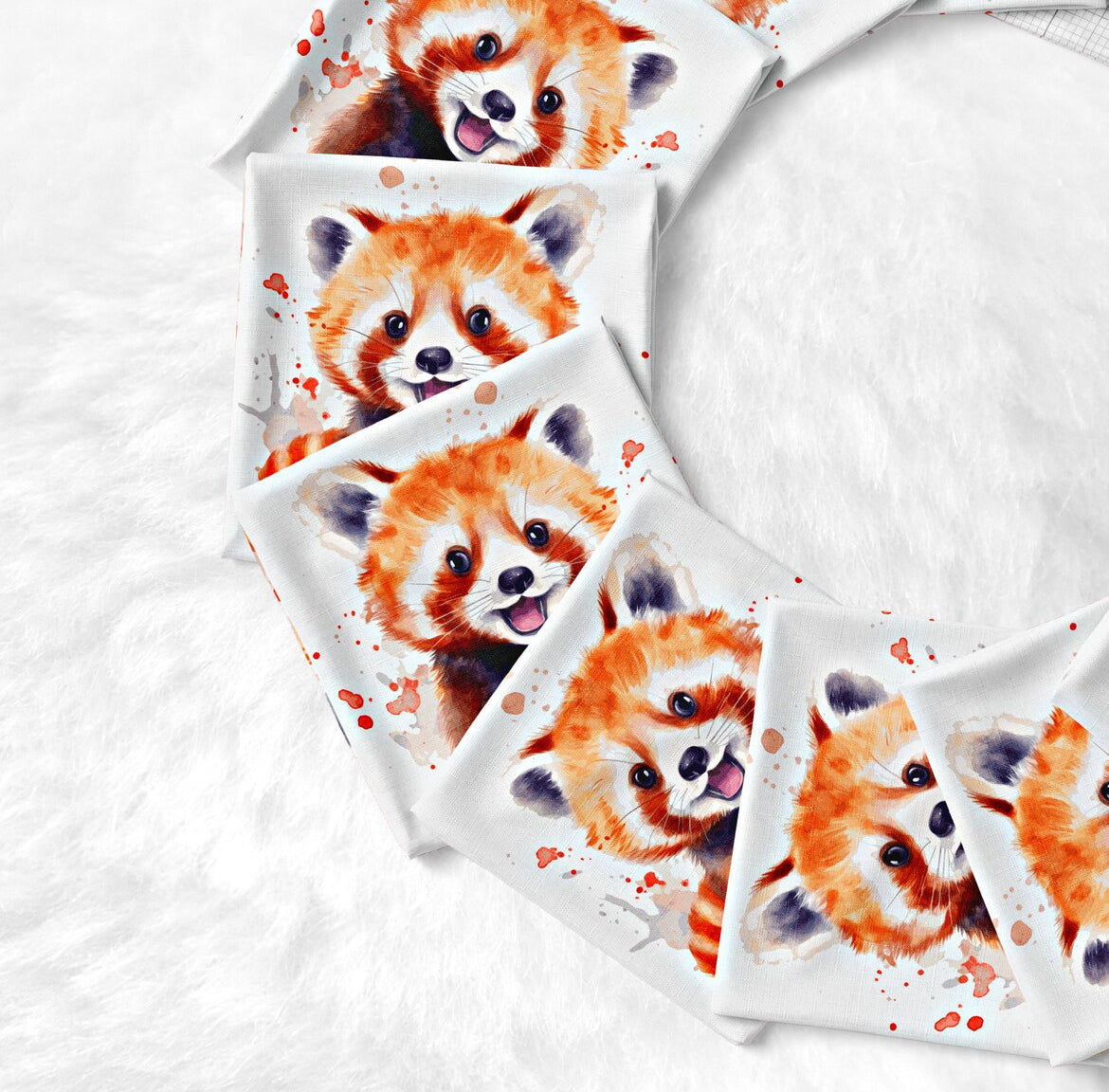 10 lingettes lavables  pandas roux