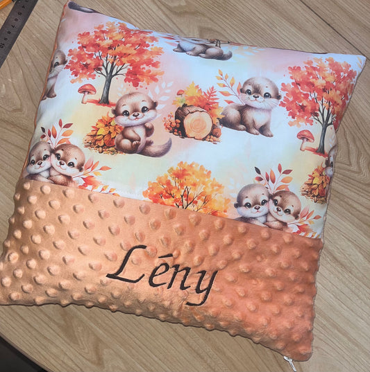 Coussin personnalisé loutre déhoussable
