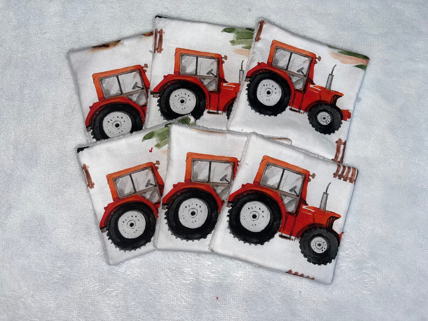 6 lingettes lavables tracteur