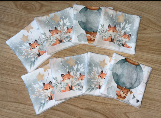 8 lingettes lavables renard