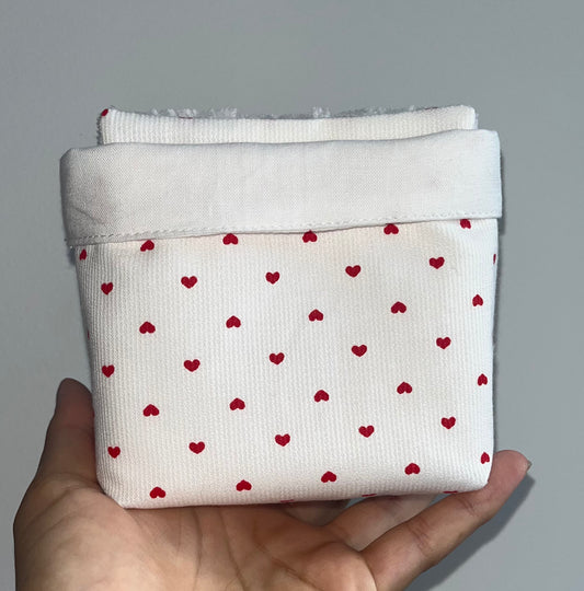 Corbeille /6 lingettes lavables cœur