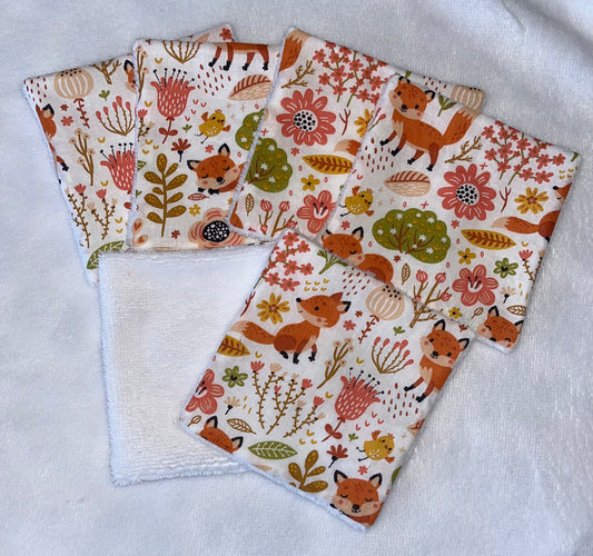 6 lingettes lavables renard