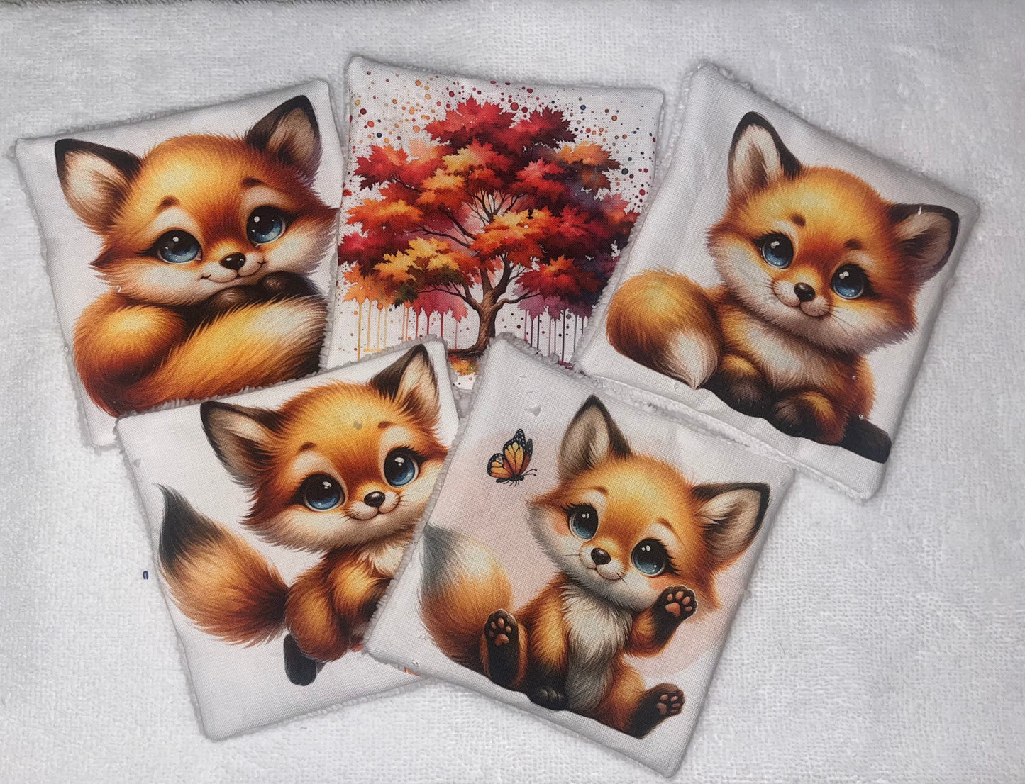 5 lingettes lavables bambous renard