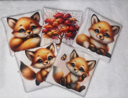 5 lingettes lavables bambous renard