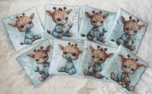 8 lingettes lavables girafe