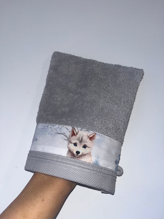 Gant de toilette loup