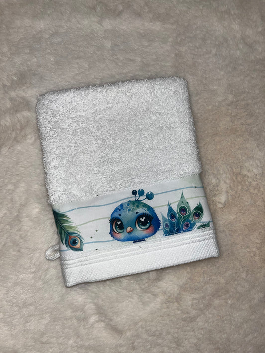 Gant de toilette paon
