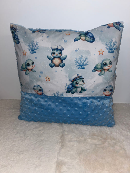 Coussin déhoussable tortue bleu