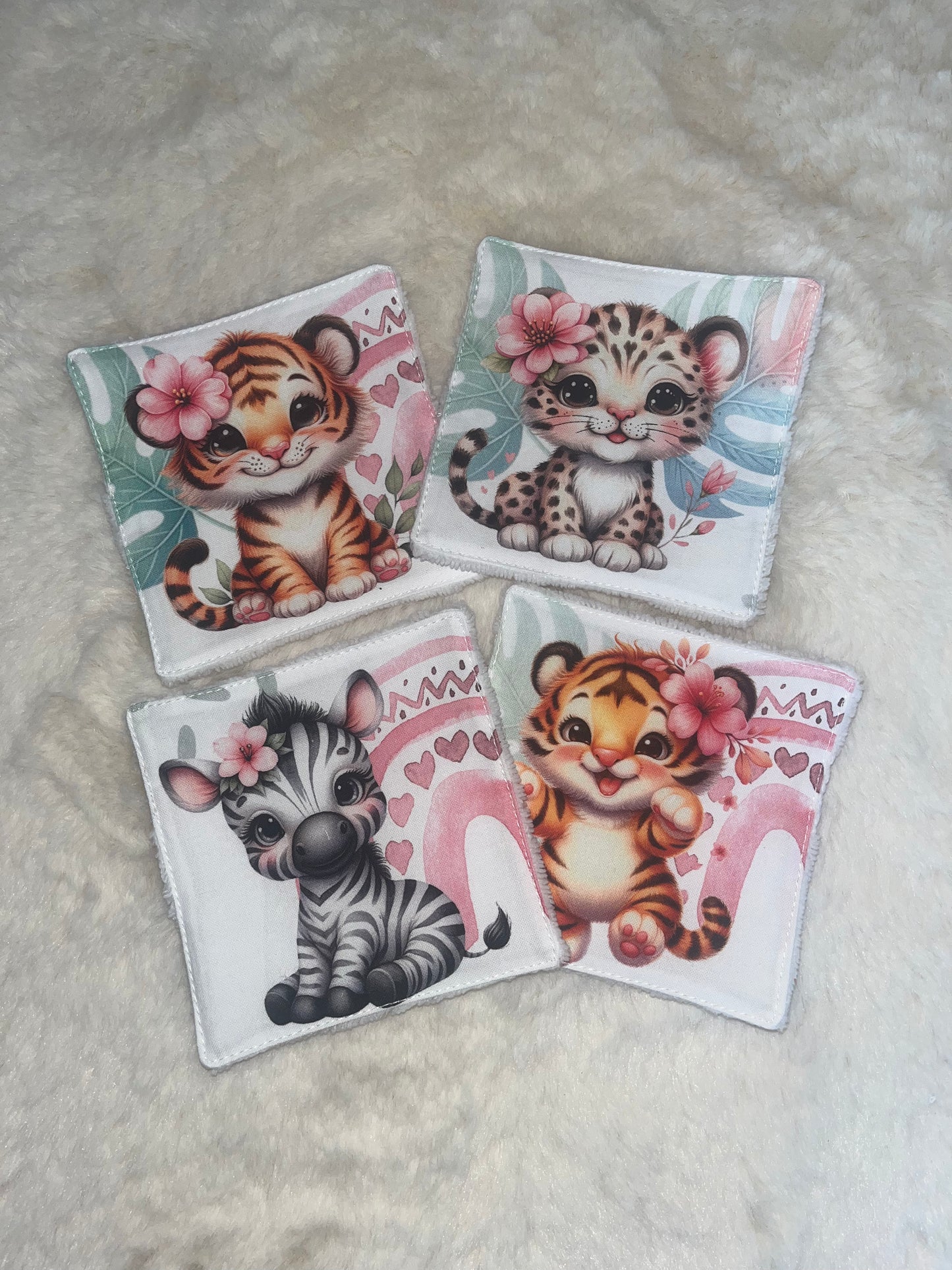 Lingettes lavables animaux