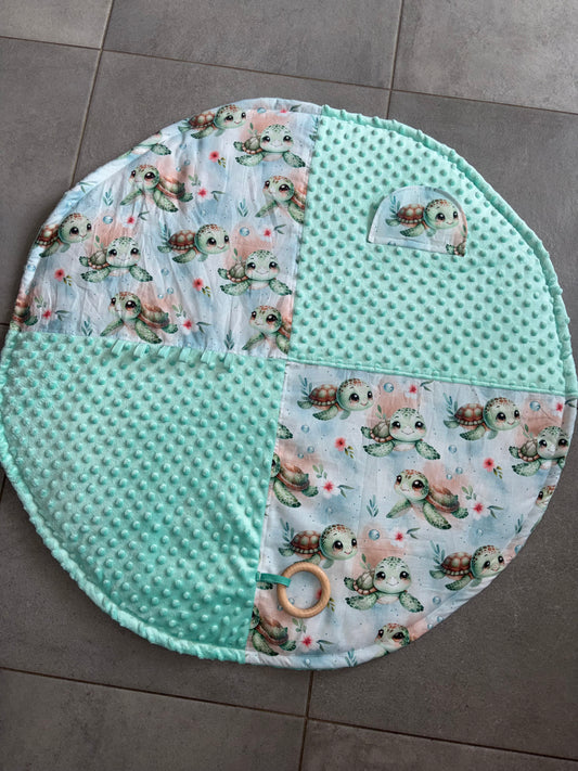 Tapis éveil bébé tortue turquoise