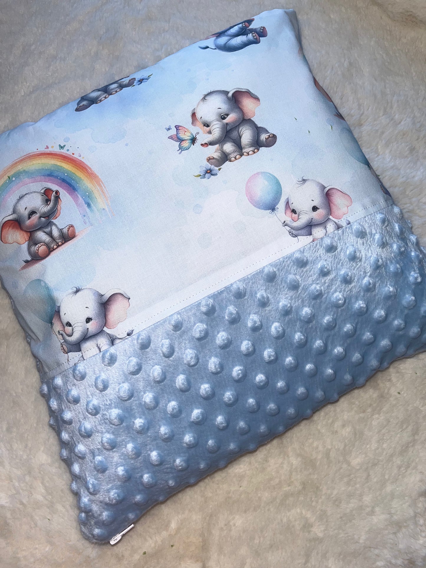 Coussin déhoussable éléphant bleu