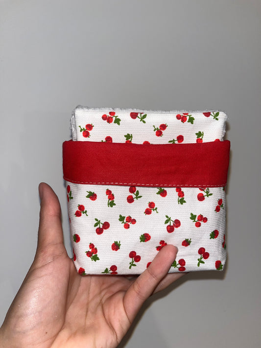 Corbeille lingettes fraise cerise