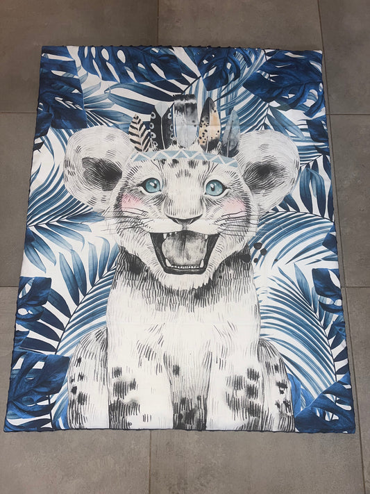 Couverture bébé lionceau bleu
