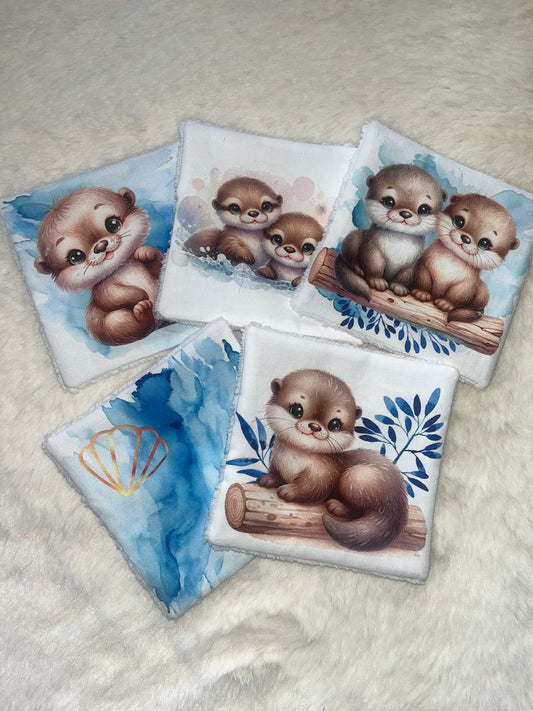 5 lingettes lavables loutre