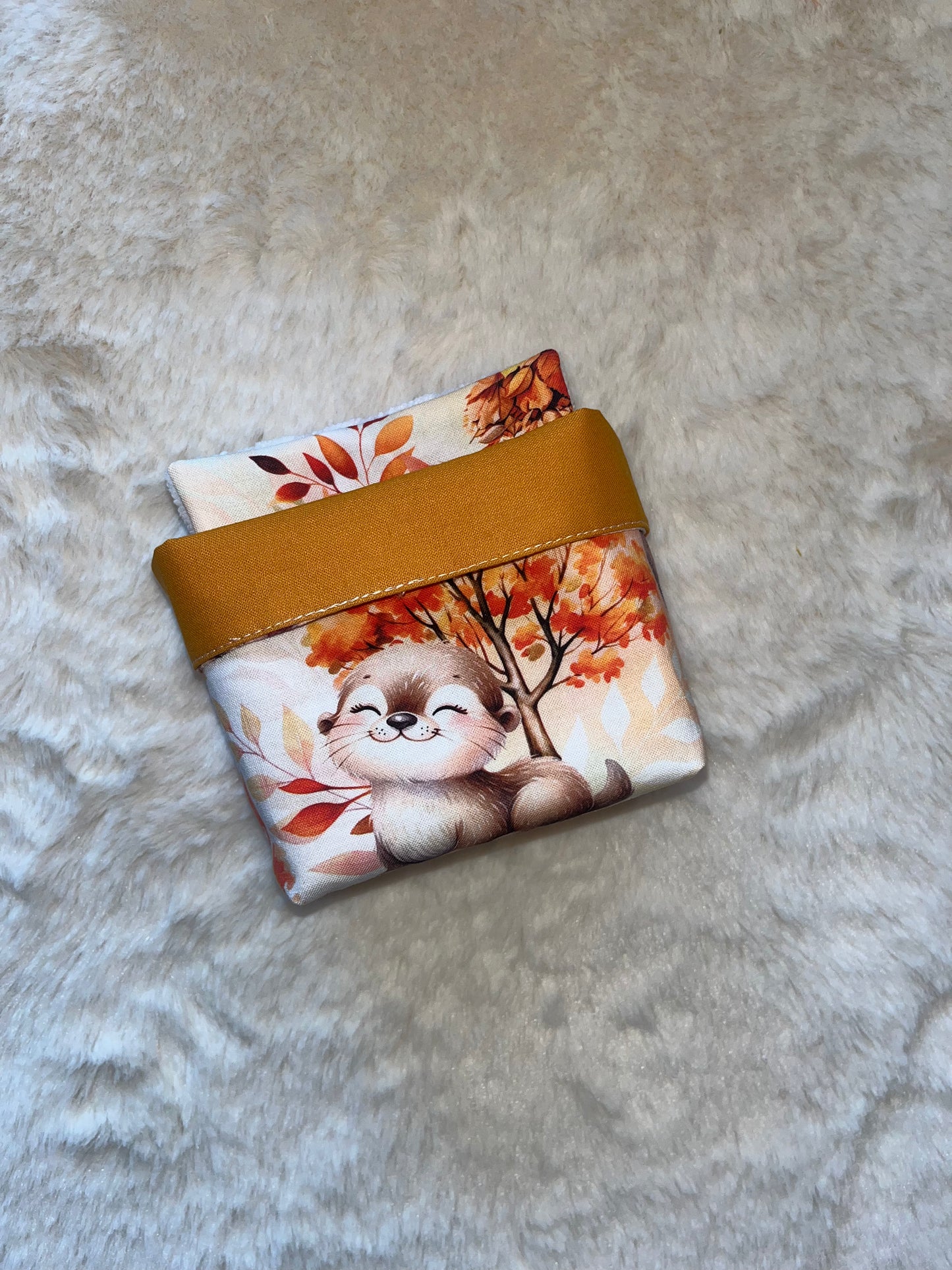 Corbeille /6 lingettes lavables loutre