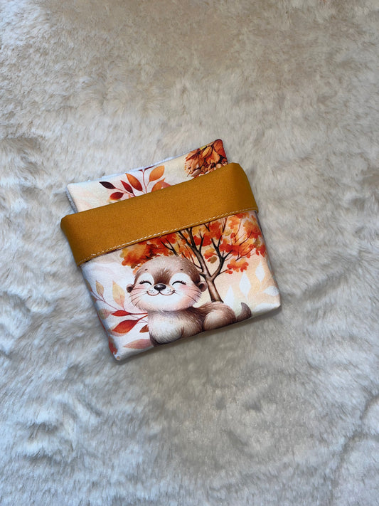 Corbeille /6 lingettes lavables loutre