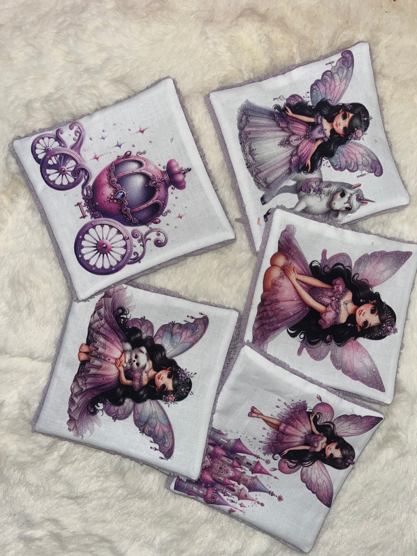 5 lingettes lavables fée