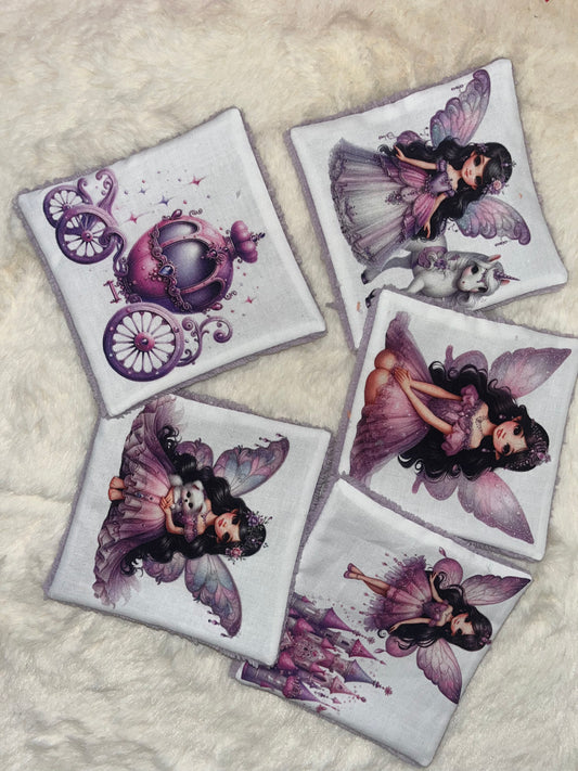 5 lingettes lavables fée