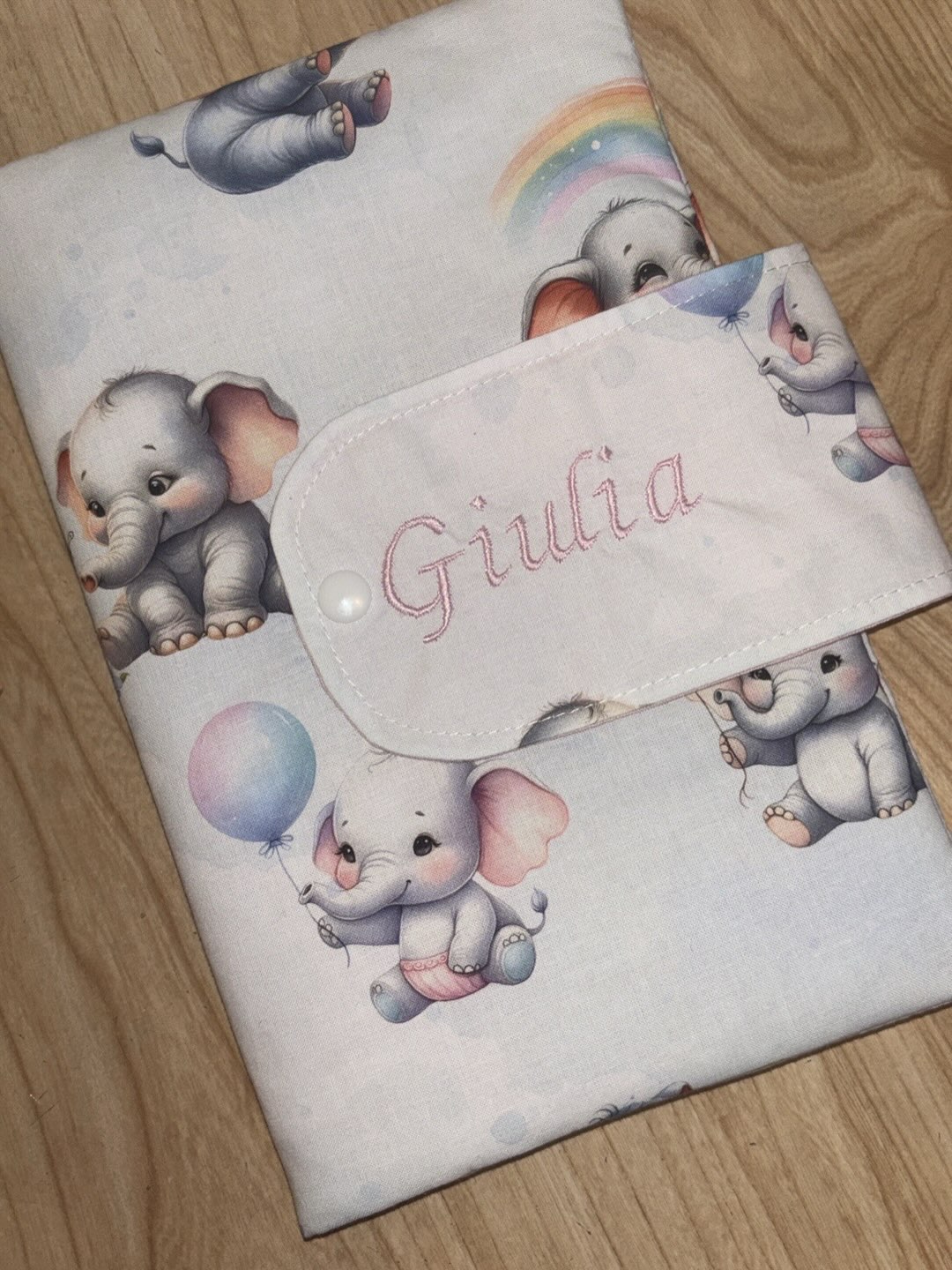 Pochette lingette couches éléphant